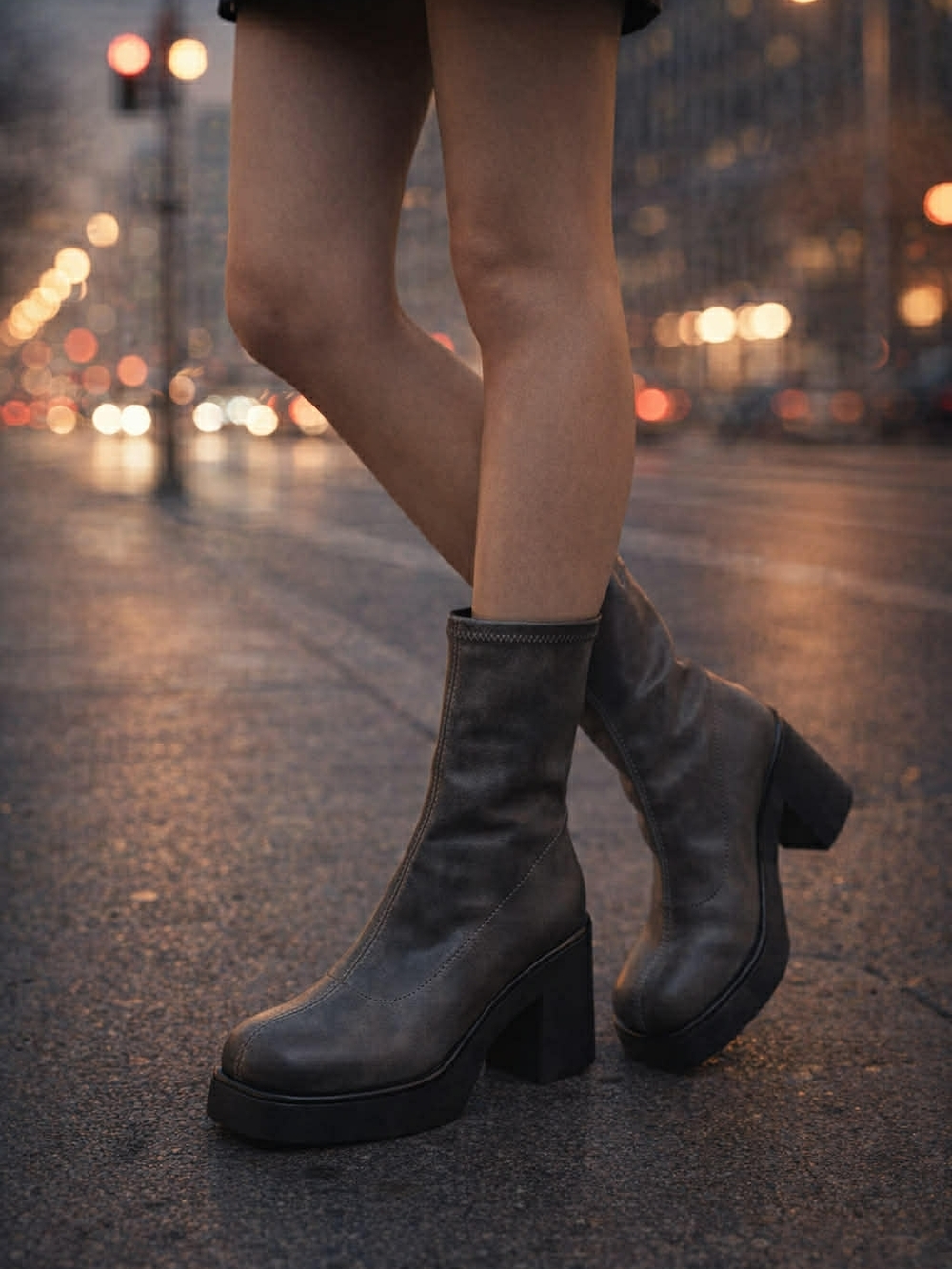 NWT Call It Spring Steffanie Platform Ankle Boots - Black Vegan Leather, Sz  5